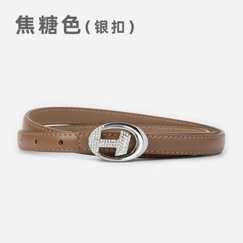 Women's Black Lettered Diamond Belt with Gold Buckle - Image 16