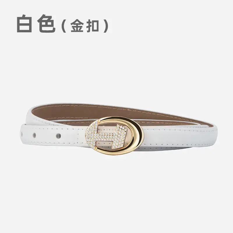 Women's Black Lettered Diamond Belt with Gold Buckle - Image 2