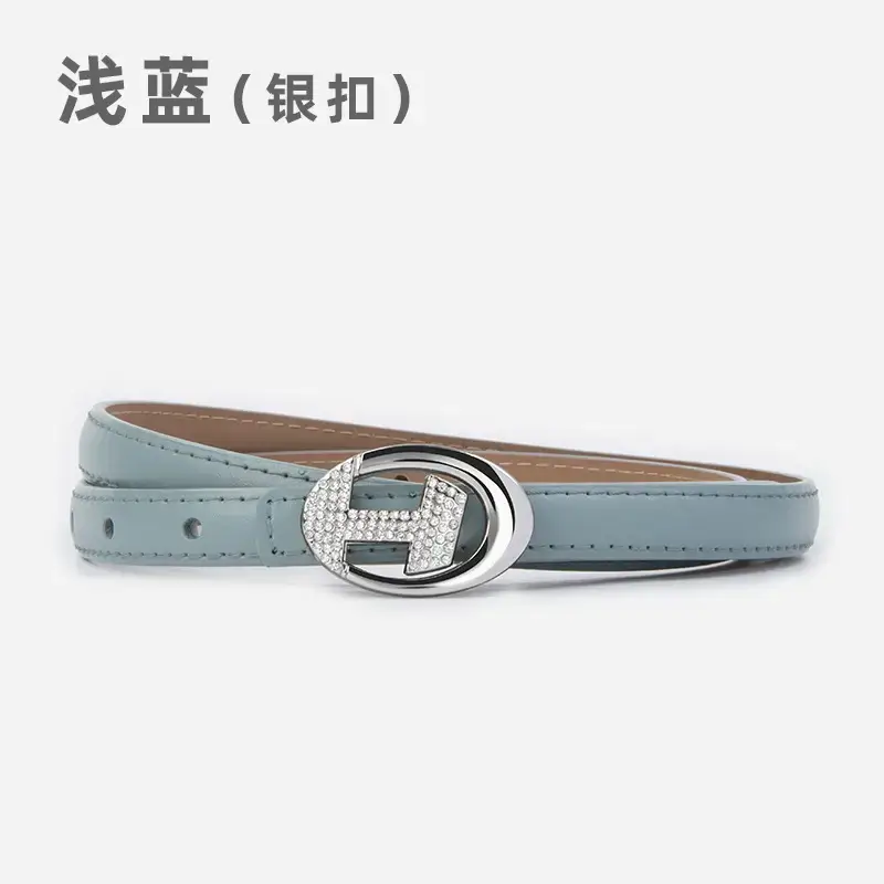 Women's Black Lettered Diamond Belt with Gold Buckle - Image 20