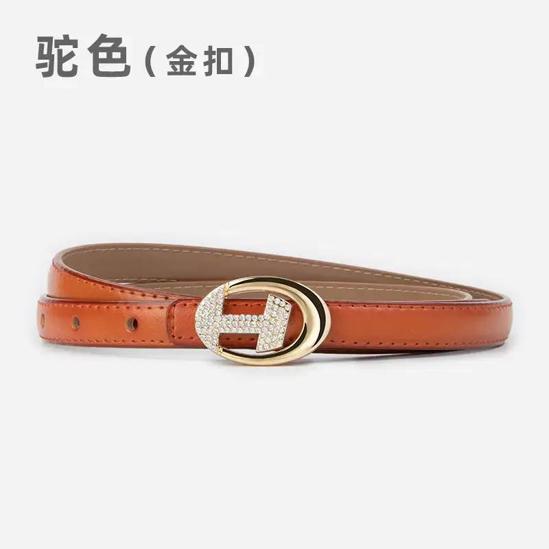 Women's Black Lettered Diamond Belt with Gold Buckle - Image 3