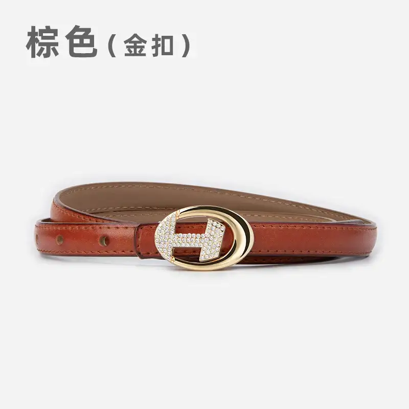 Women's Black Lettered Diamond Belt with Gold Buckle - Image 4