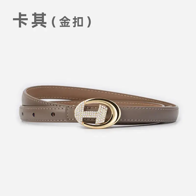 Women's Black Lettered Diamond Belt with Gold Buckle - Image 7