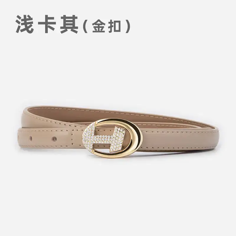 Women's Black Lettered Diamond Belt with Gold Buckle - Image 8