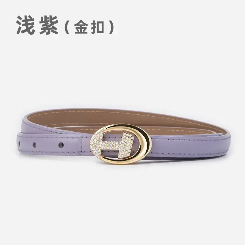 Women's Black Lettered Diamond Belt with Gold Buckle - Image 9