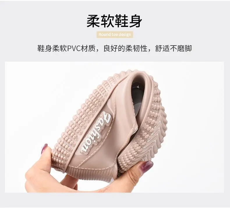 Women's low-top short low-cut rain boots waterproof integrated rubber shoes with fixed plush non-slip fashionable work rain boots — feature 7
