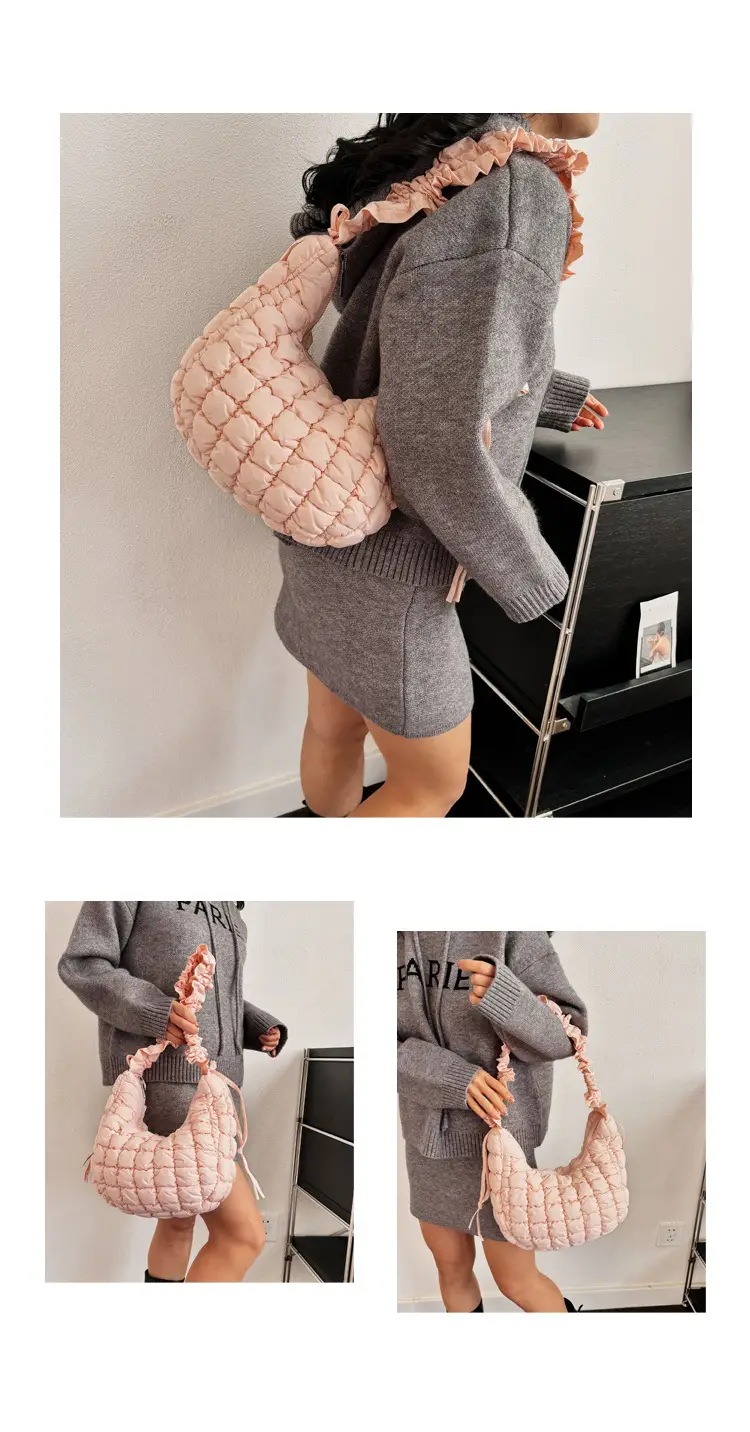 2025 Korean Style Pink Ruffled Shoulder Bag — feature 15