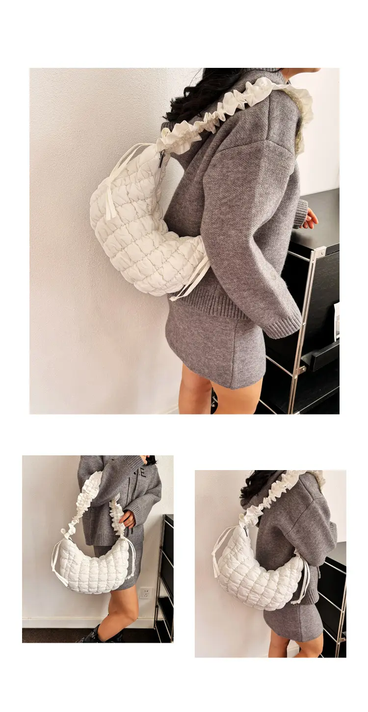 2025 Korean Style Pink Ruffled Shoulder Bag — feature 16