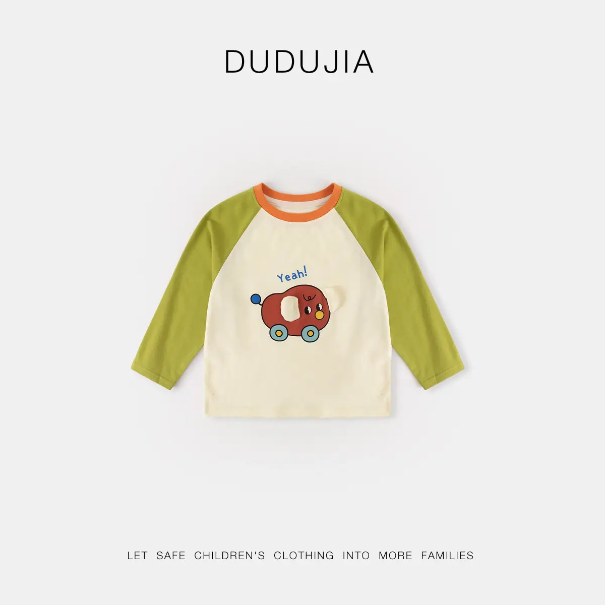 Dudu Home Boys' Long Sleeve T-Shirt Spring Yellow Orange - Image 3