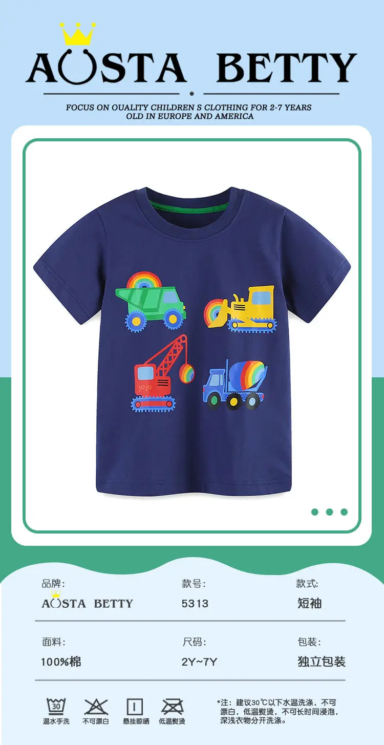 2024 Boys T-Shirt Blue Car Print Summer Wear — feature 18