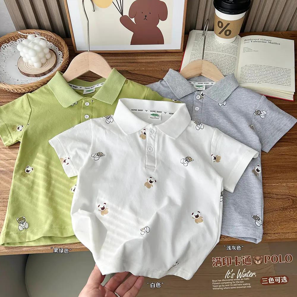 2024 Boys Cartoon Cotton Polo Shirt Short Sleeve β feature 1