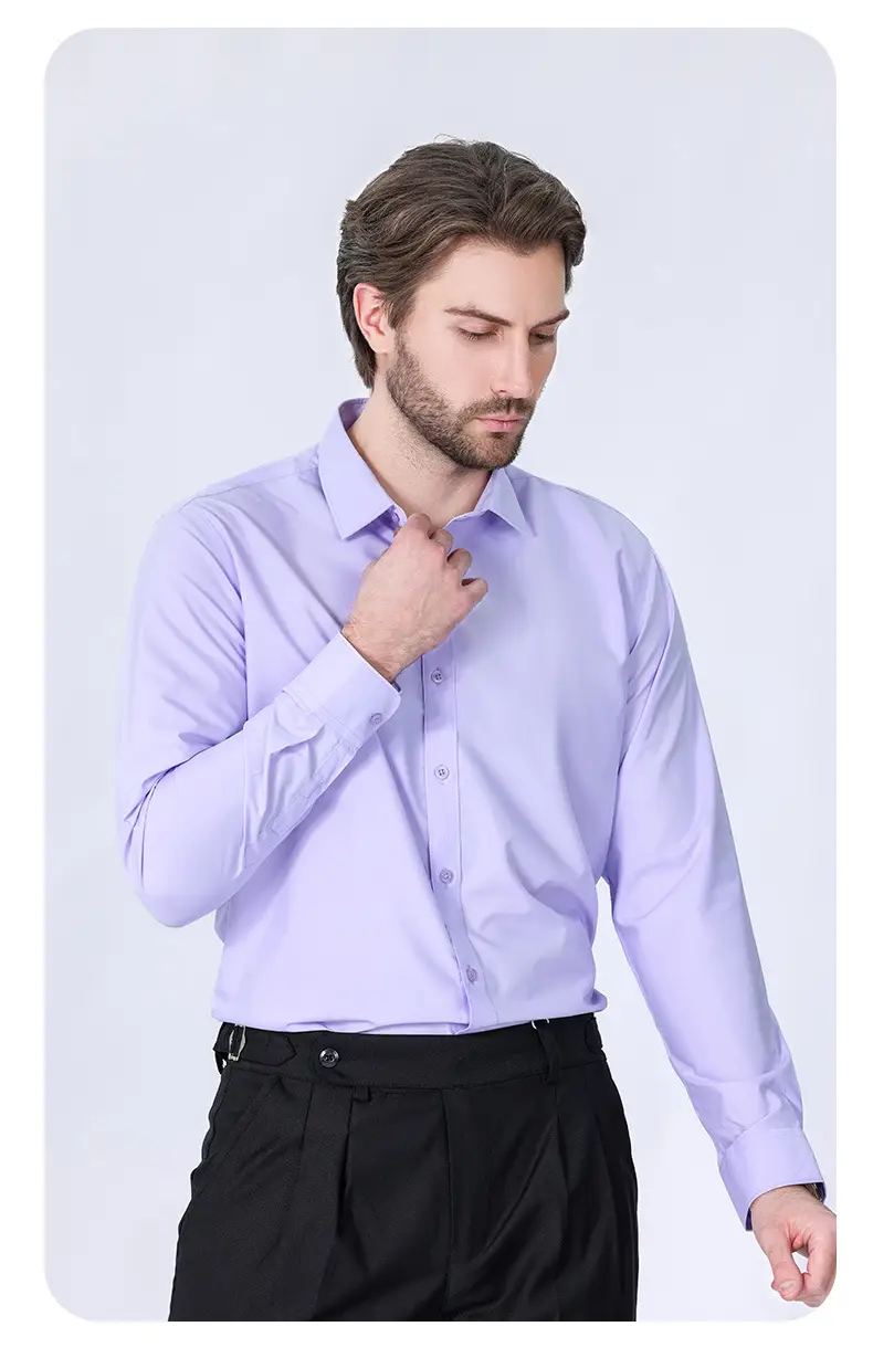 Men's Long Sleeve Shirts in Light Lavender Modal — feature 29