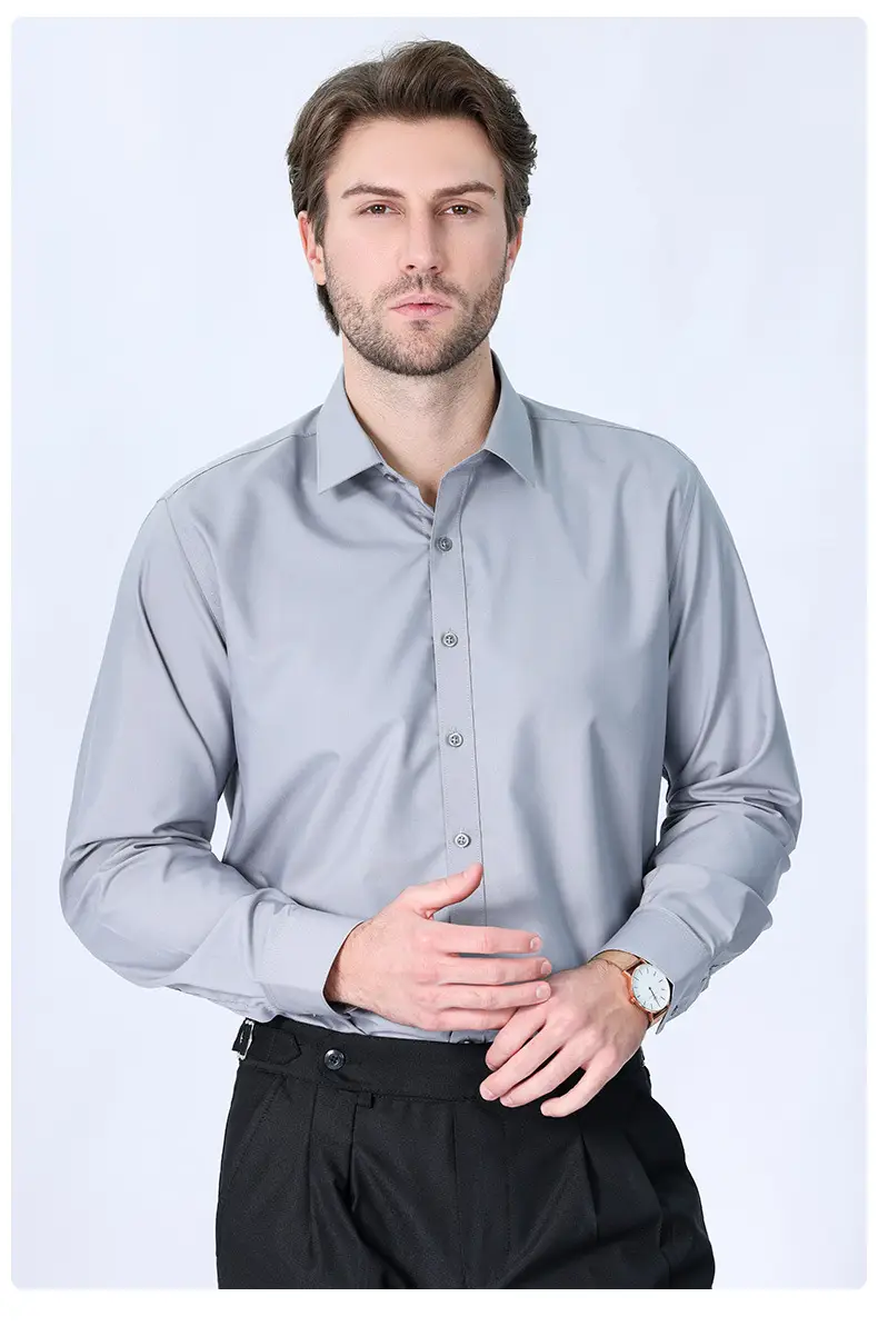 Men's Long Sleeve Shirts in Light Lavender Modal — feature 31