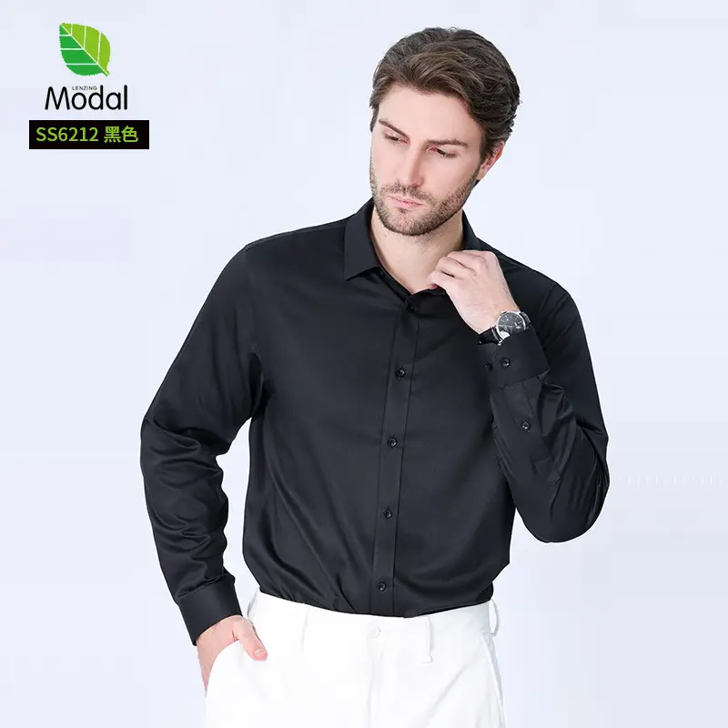 Men's Long Sleeve Shirts in Light Lavender Modal - Image 3