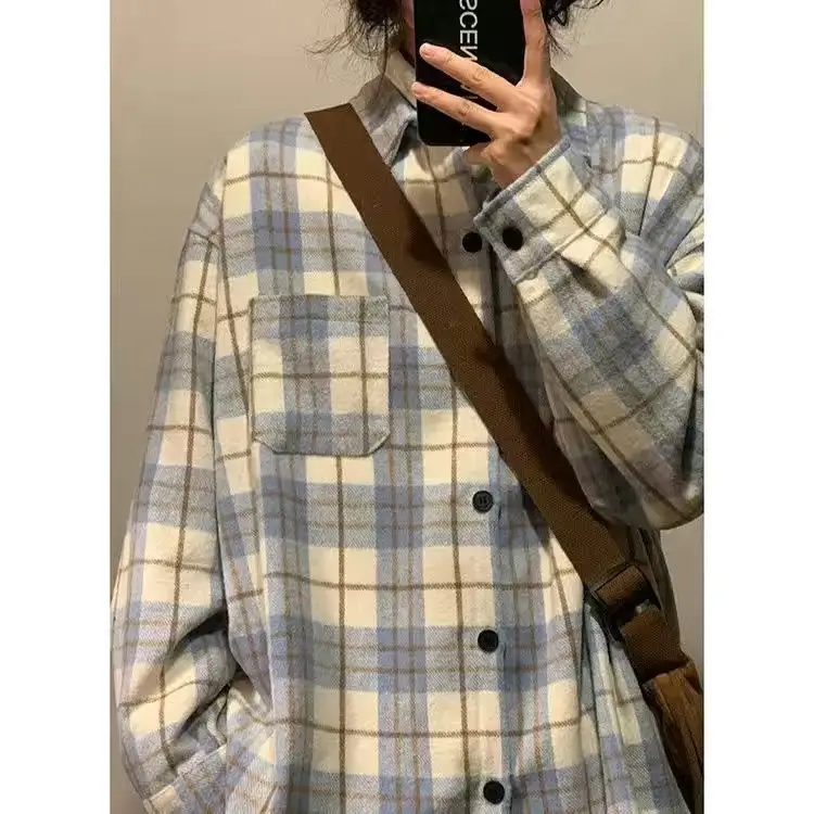 Plaid Long Sleeve Men's Coat Winter Casual Korean Style - Image 2