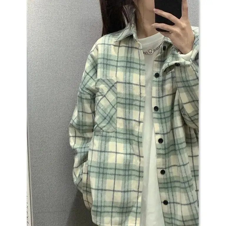 Plaid Long Sleeve Men's Coat Winter Casual Korean Style - Image 3