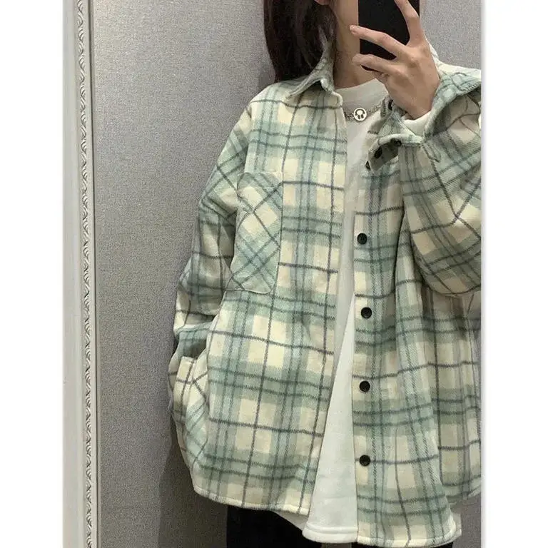 Plaid Long Sleeve Men's Coat Winter Casual Korean Style - Image 4