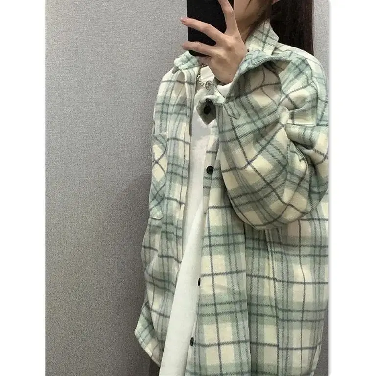 Plaid Long Sleeve Men's Coat Winter Casual Korean Style — feature 7