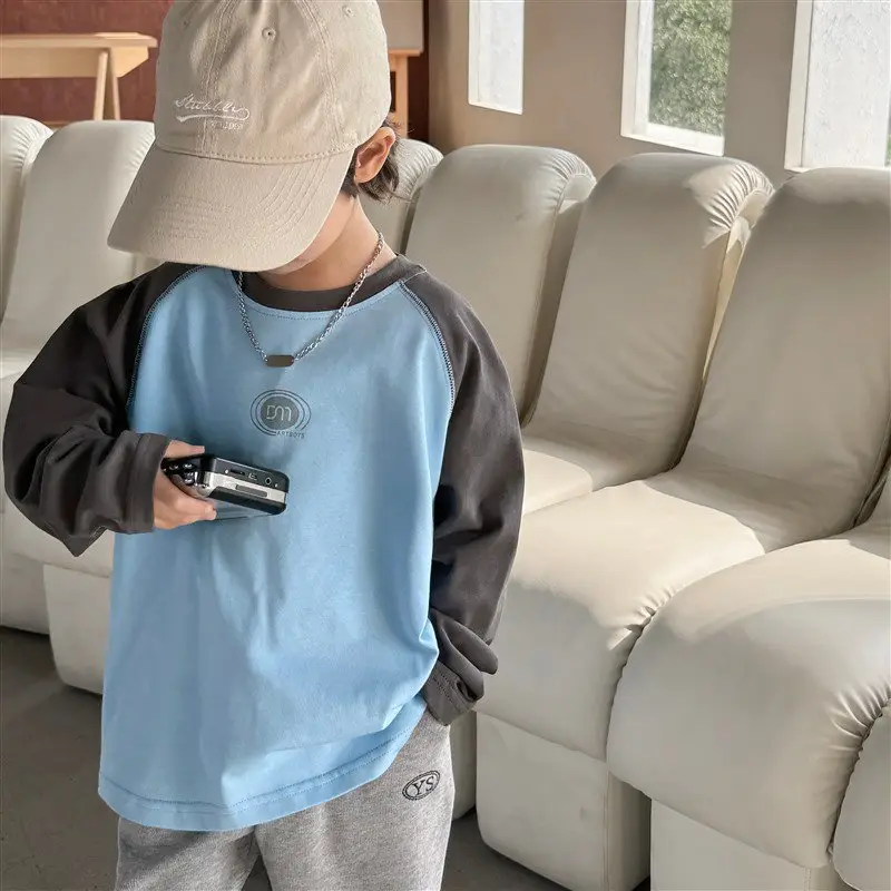 Haima Boys Pure Cotton Long Sleeve T-Shirt Yellow White