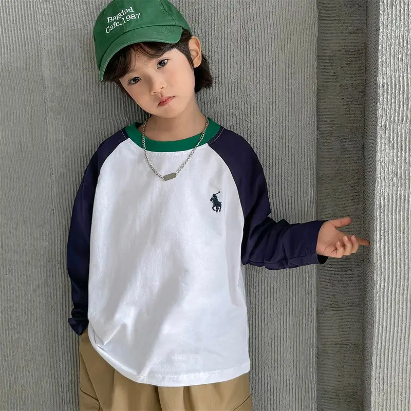 Haima Boys Pure Cotton Long Sleeve T-Shirt Yellow White