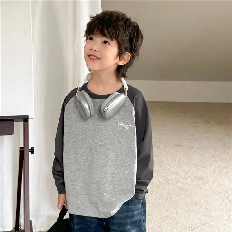 Haima Boys Pure Cotton Long Sleeve T-Shirt Yellow White