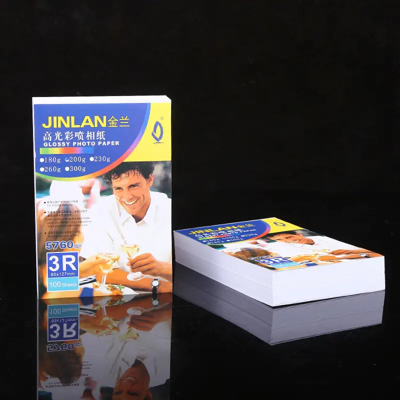 Supply Jin Lan 180g high-gloss photo paper A4 coated paper waterproof high-gloss color spray photo paper single-sided high-gloss inkjet printing