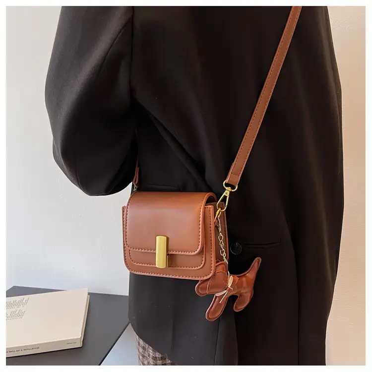 Women's Black Crossbody Bag with Gold Clasp — feature 22