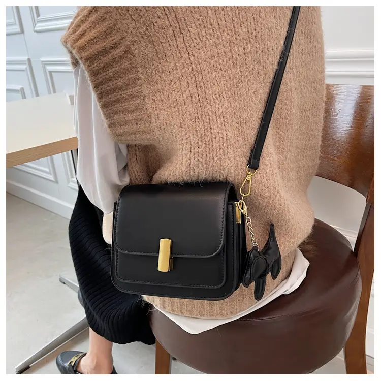 Women's Black Crossbody Bag with Gold Clasp — feature 24