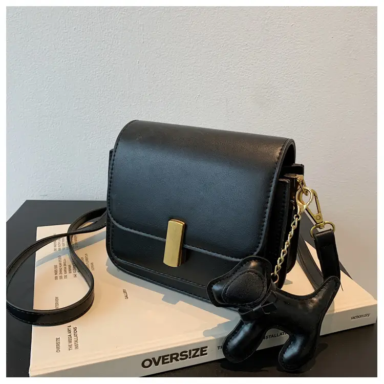 Women's Black Crossbody Bag with Gold Clasp — feature 38