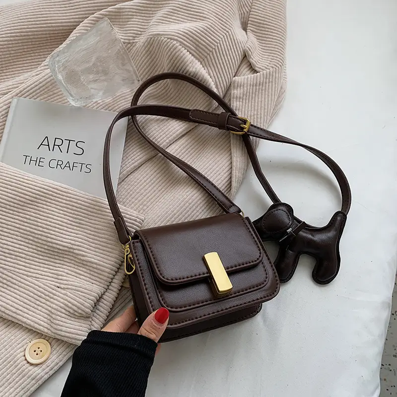 Women's Black Crossbody Bag with Gold Clasp