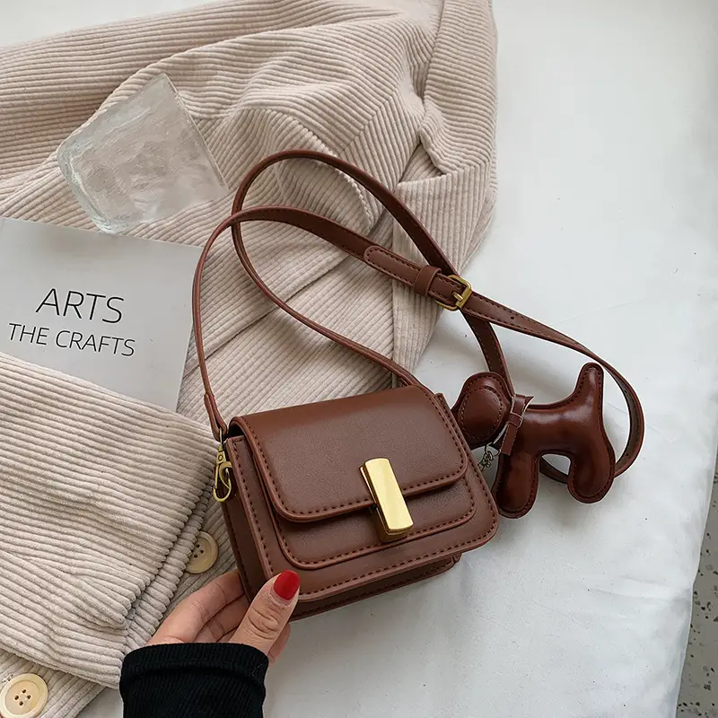 Women's Black Crossbody Bag with Gold Clasp