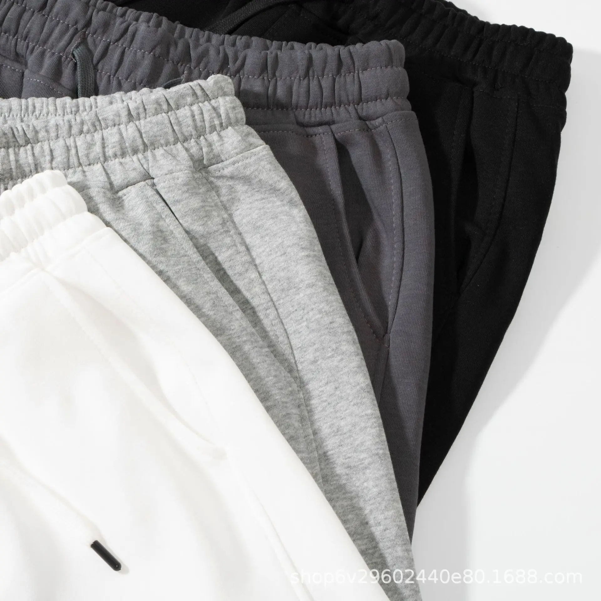 Men's Grey Loose-Fitting Cotton Trousers Spring Autumn