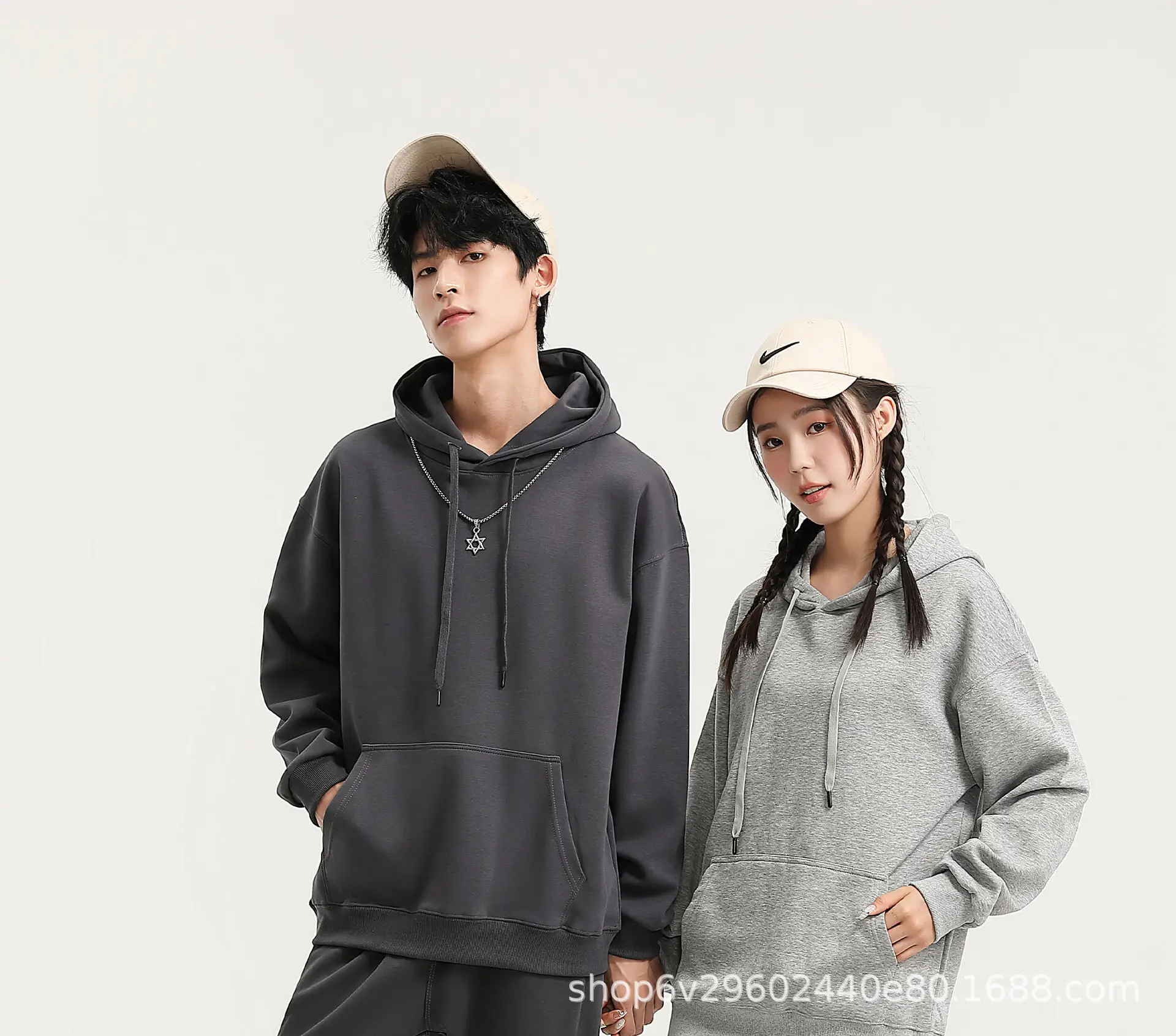 Men's Grey Loose-Fitting Cotton Trousers Spring Autumn — feature 13