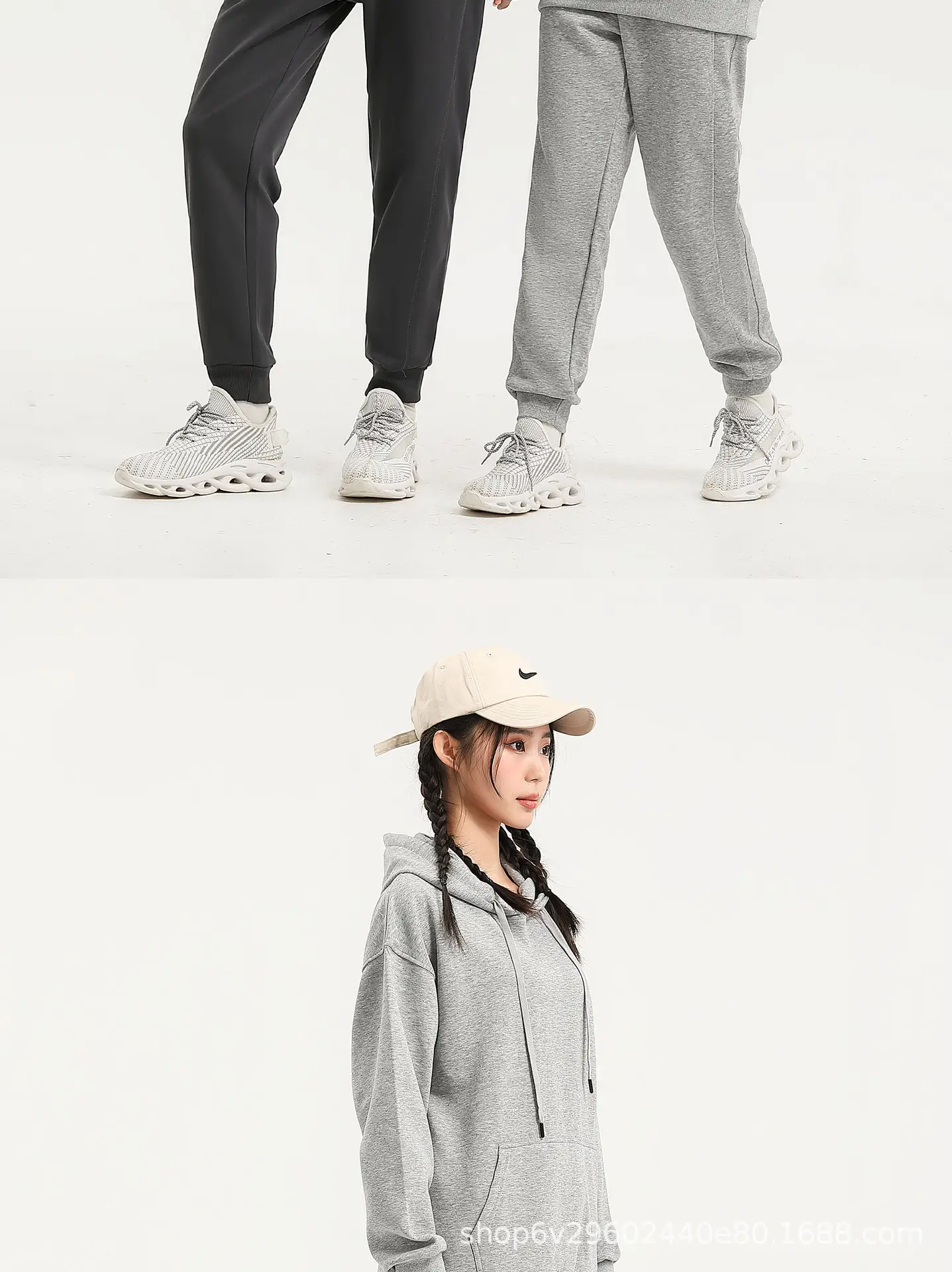 Men's Grey Loose-Fitting Cotton Trousers Spring Autumn — feature 14