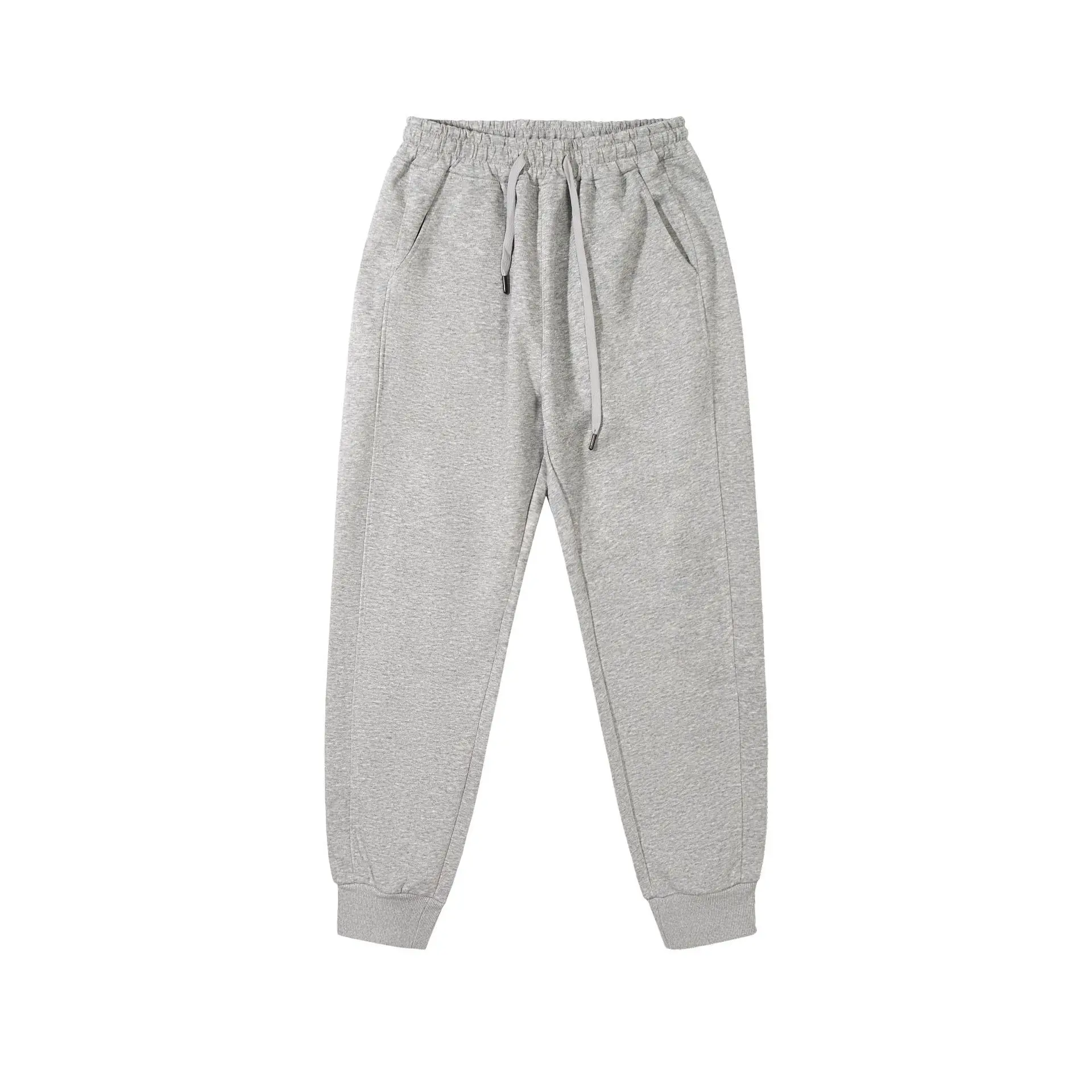 Men's Grey Loose-Fitting Cotton Trousers Spring Autumn