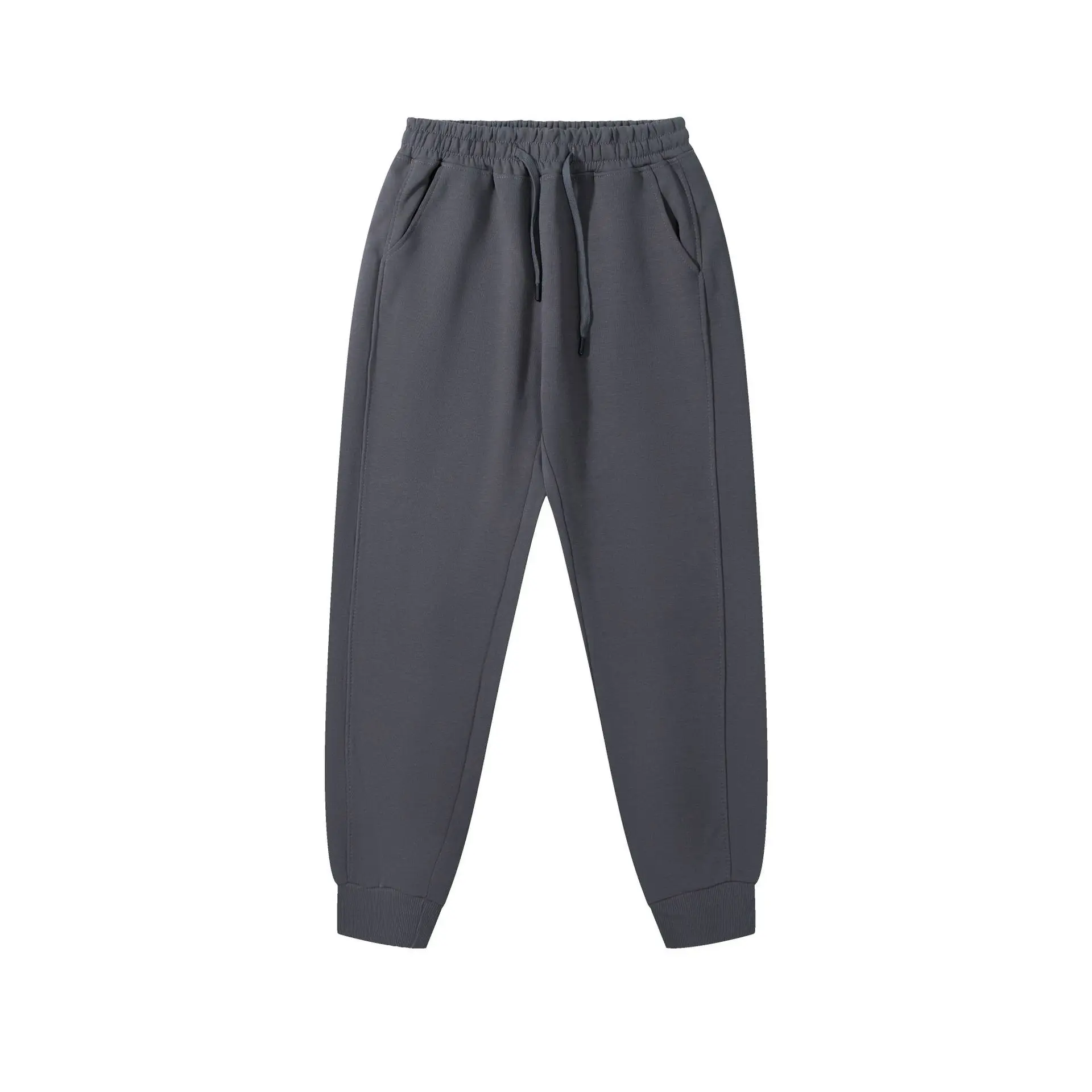 Men's Grey Loose-Fitting Cotton Trousers Spring Autumn