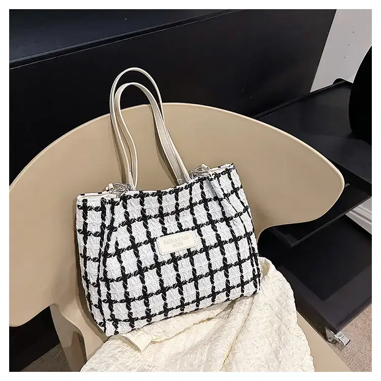 Women Plaid Woolen Shoulder Bag 2024 Winter — feature 37
