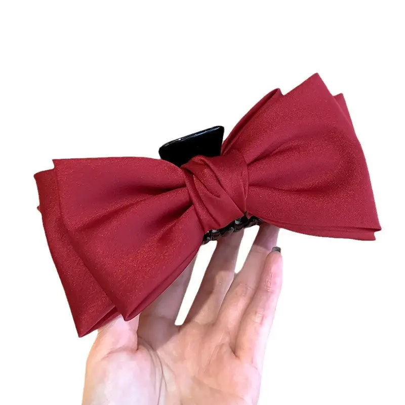 Elegant Red Large Bow Hairpin for Girls - Image 8
