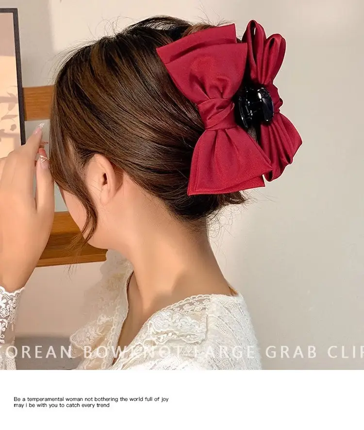 Elegant Red Large Bow Hairpin for Girls — feature 10