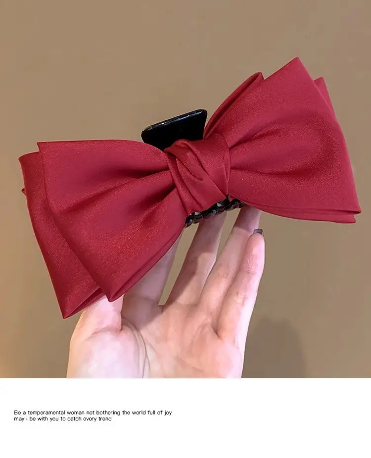 Elegant Red Large Bow Hairpin for Girls — feature 11