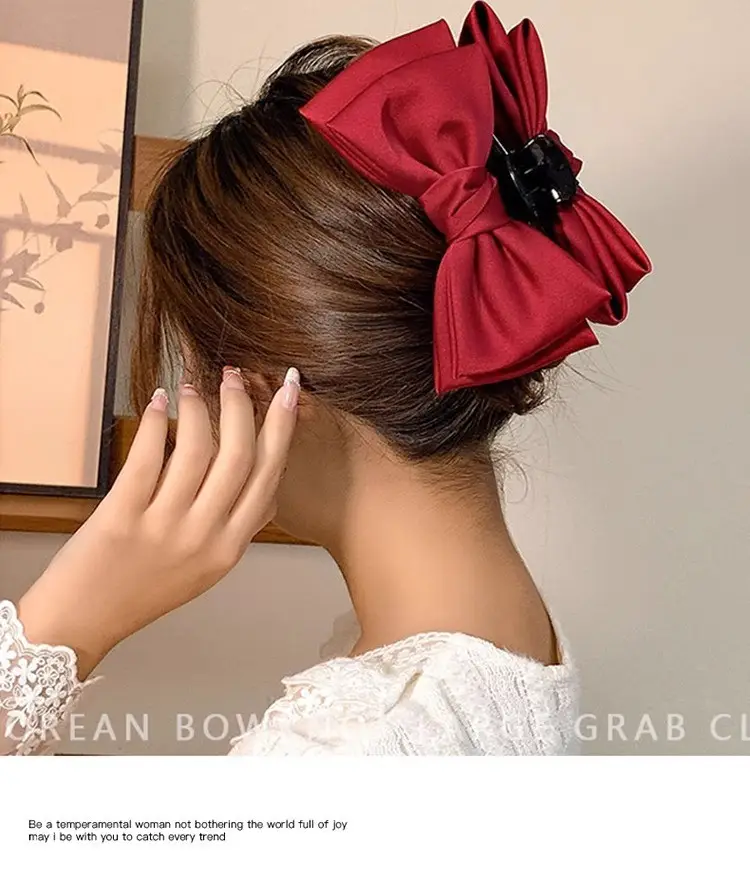 Elegant Red Large Bow Hairpin for Girls — feature 15