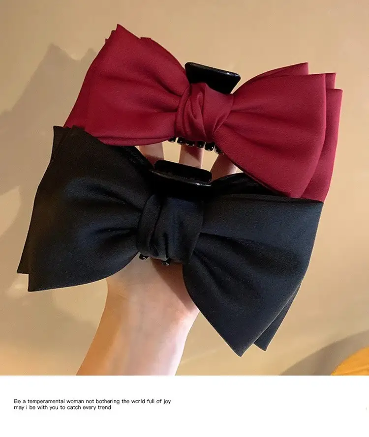 Elegant Red Large Bow Hairpin for Girls — feature 9