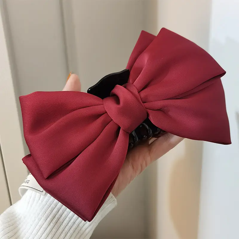 Elegant Red Large Bow Hairpin for Girls - Image 2