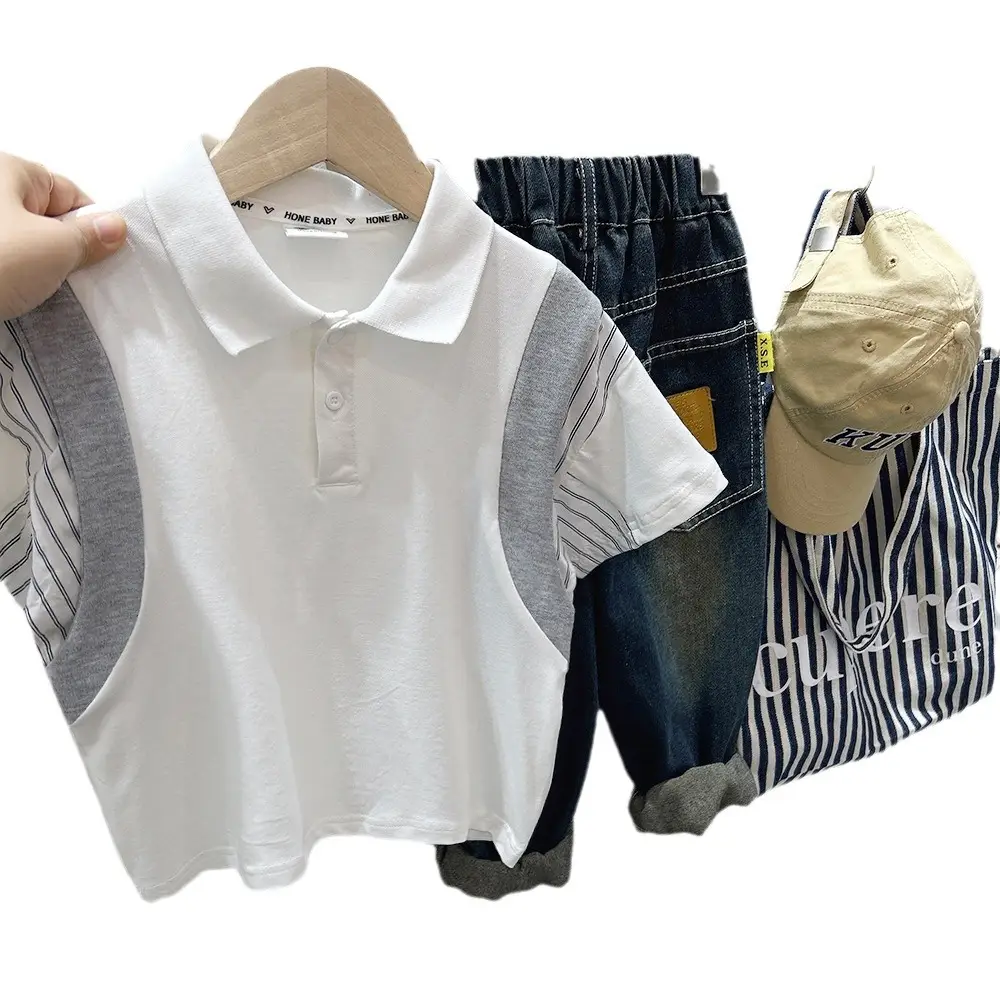 Boys Half Sleeve Polo T-Shirt Grey Medium to XL