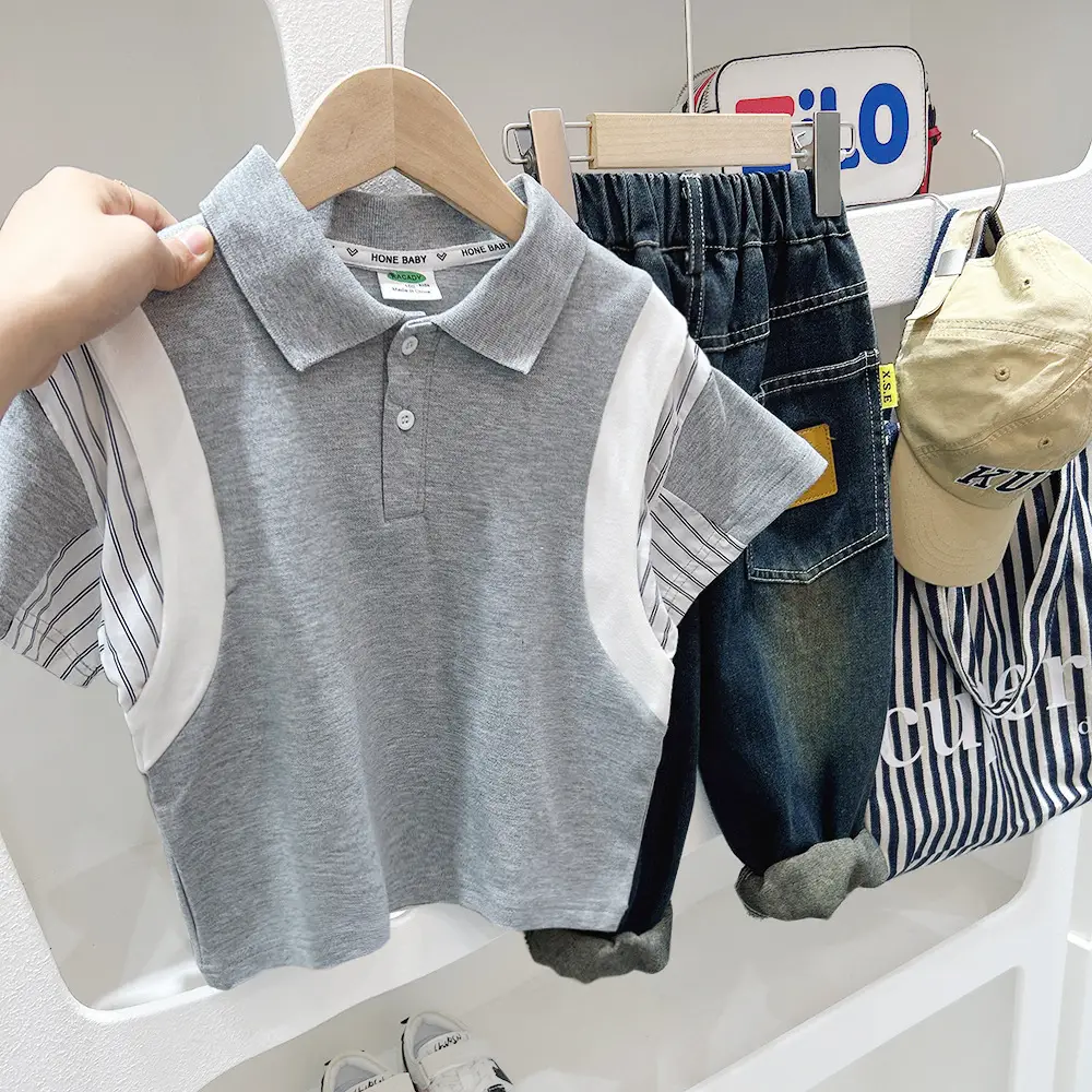 Boys Half Sleeve Polo T-Shirt Grey Medium to XL