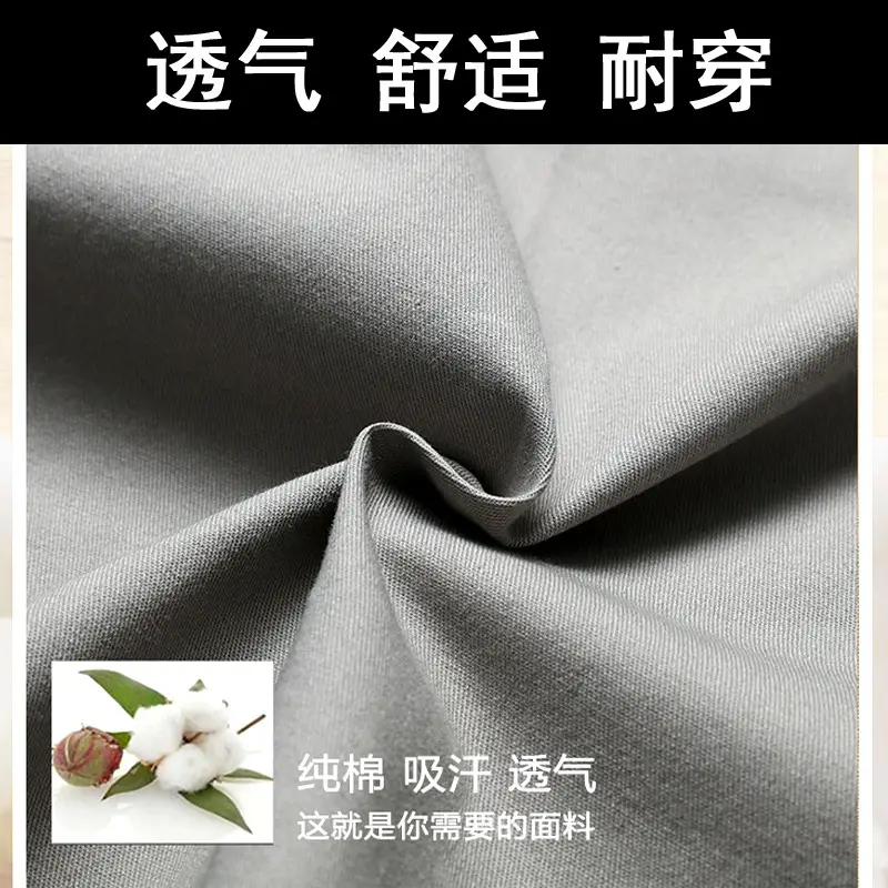 Men Grey Cropped Cotton Shorts Middle Age Casual Breeches - Image 9