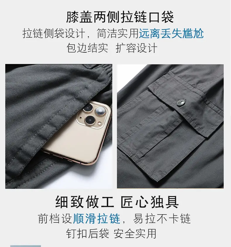 Men Grey Cropped Cotton Shorts Middle Age Casual Breeches — feature 5