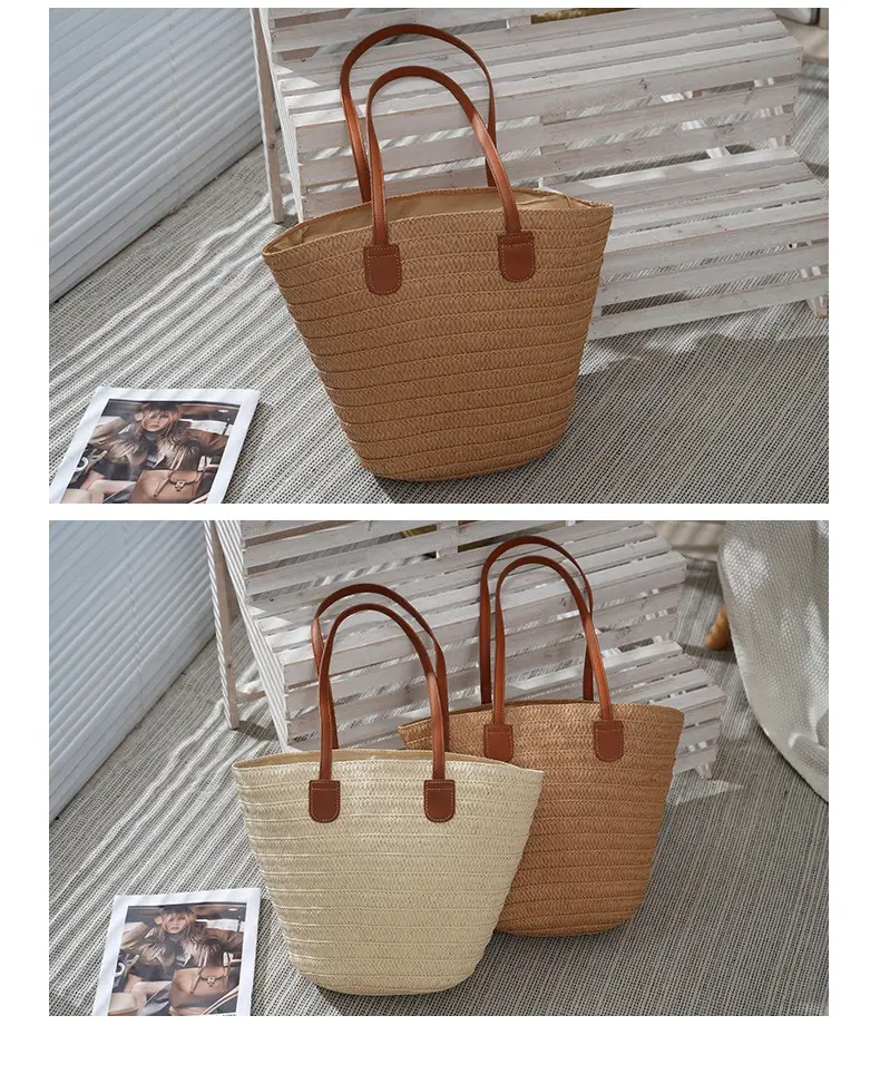 Straw Shoulder Bag with Brown Handles for Women — feature 8