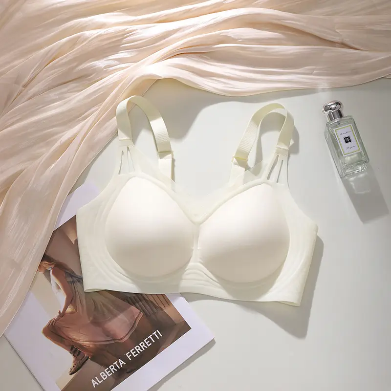 Soft support jelly nude seamless underwear women's adjustable breast collection anti-sagging wireless super soft thin bra