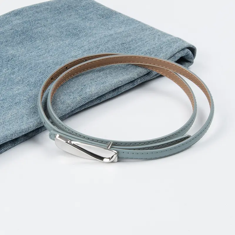 Women's Genuine Leather Thin Belt Brown - Image 17
