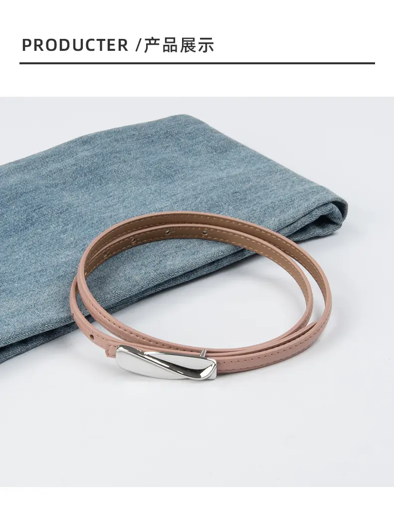 Women's Genuine Leather Thin Belt Brown — feature 10
